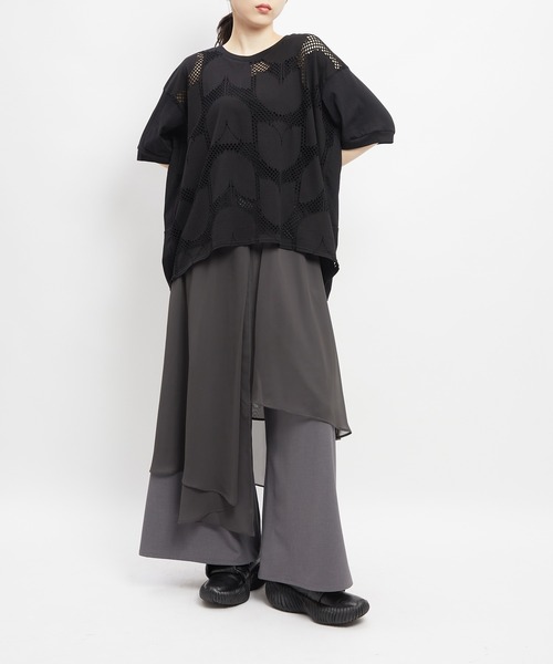 gomme(ゴム)の「バルーンメッシュT(Tシャツ/カットソー・レディース・ブラック/ブラウン/ホワイト・MEDIUM)」の10枚目の写真