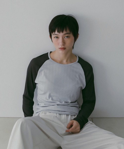 anuke(アンヌーク)の「Sheer Raglan T-Shirts(Tシャツ/カットソー・レディース・クリーム/ブルー系その他・FREE)」の2枚目の写真