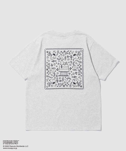 Mac-House(マックハウス)の「【PEANUTS/ TOY STORY / TOM & JERRY】キャラクター 線画 ワンポイント刺繍 バックデザイン クルーネック 半袖Tシャツ(Tシャツ/カットソー・メンズ・ブルーグリーン/オフホワイト/スミクロ/オートミール・S/M/L/XL)」の7枚目の写真