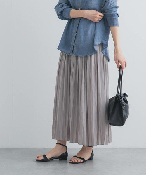 URBAN RESEARCH DOORS（アーバンリサーチドアーズ）の「ランダムプリーツスカート（スカート・レディース・パープル/ベージュ系その他/ブラック・FREE）」の2枚目の写真