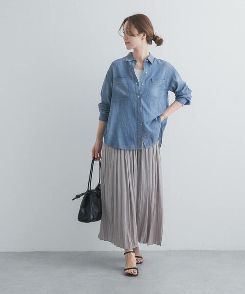 URBAN RESEARCH DOORS（アーバンリサーチドアーズ）の「ランダムプリーツスカート（スカート・レディース・パープル/ベージュ系その他/ブラック・FREE）」の8枚目の写真