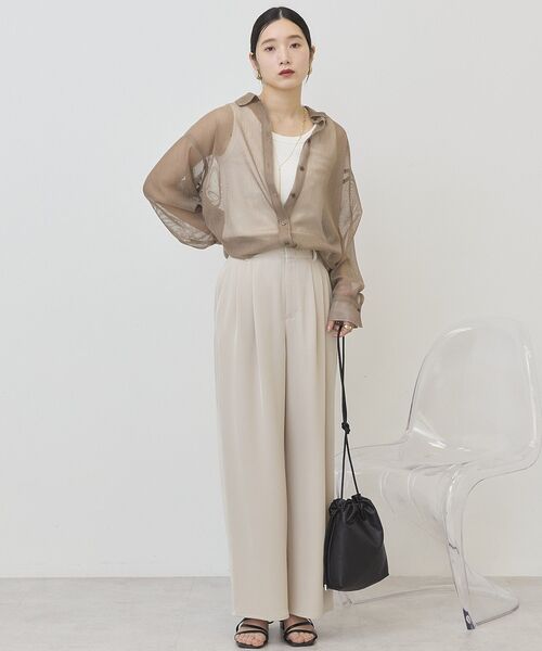 AMERICAN HOLIC（アメリカンホリック）の「【接触冷感イージーケア】ドレープパンツ（その他パンツ・レディース・ライトベージュ/ブラック/ブラウン・L/M）」の17枚目の写真