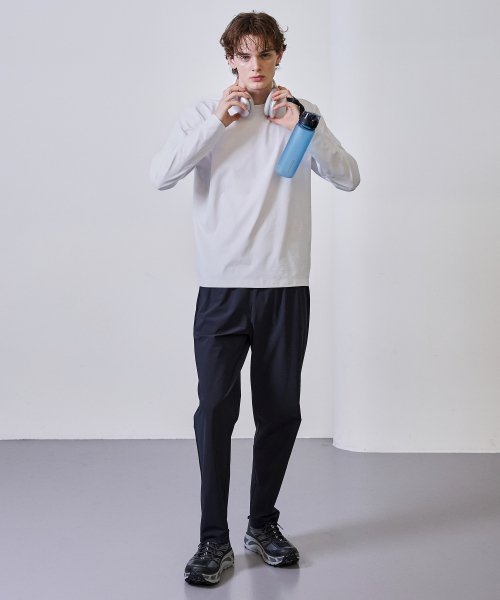 BASIC HOUSE(ベーシックハウス)の「スーパー ストレッチ スパン バンディング ストレート パンツ_ブラック(スウェットパンツ・メンズ・ブラック・28inch/30inch/32inch/34inch/36inch)」の5枚目の写真