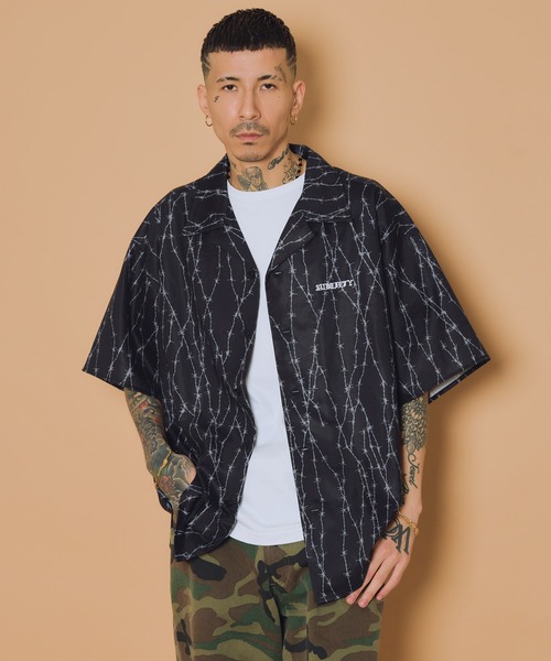 Subciety(サブサエティ)の「Barbed wire shirt(シャツ/ブラウス・メンズ・ブラック×レッド/ブラック/ホワイト・X-LARGE/LARGE/MEDIUM/SMALL)」の17枚目の写真