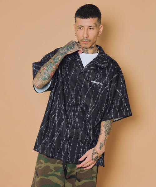 Subciety(サブサエティ)の「Barbed wire shirt(シャツ/ブラウス・メンズ・ブラック×レッド/ブラック/ホワイト・X-LARGE/LARGE/MEDIUM/SMALL)」の4枚目の写真