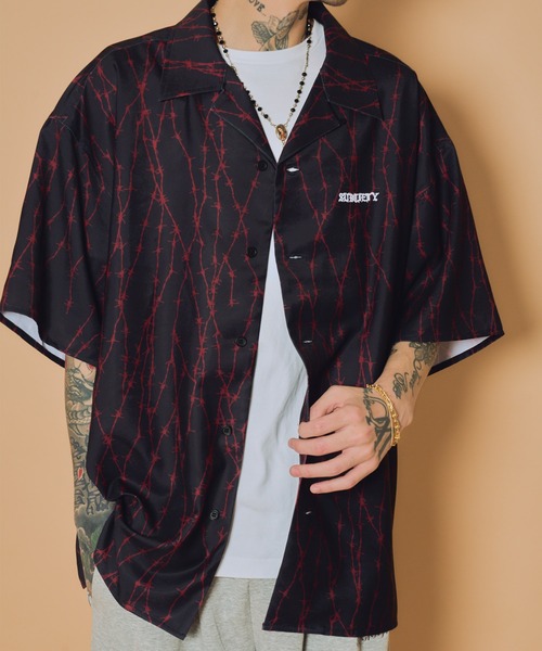 Subciety(サブサエティ)の「Barbed wire shirt(シャツ/ブラウス・メンズ・ブラック×レッド/ブラック/ホワイト・X-LARGE/LARGE/MEDIUM/SMALL)」の10枚目の写真