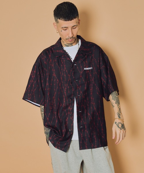 Subciety(サブサエティ)の「Barbed wire shirt(シャツ/ブラウス・メンズ・ブラック×レッド/ブラック/ホワイト・X-LARGE/LARGE/MEDIUM/SMALL)」の6枚目の写真