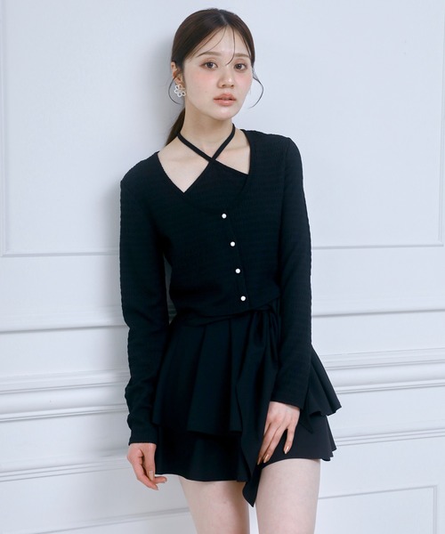ROYAL PARTY(ロイヤルパーティー)の「ローズボタンカットアンサンブル(アンサンブル・レディース・ブラック/ブルー/オフホワイト・FREE)」の6枚目の写真