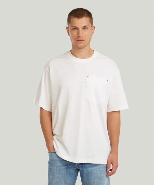 G-STAR(ジースター)の「【Safari Online掲載】Pocket Loose T-Shirt/ポケットディテールスラブルーズTシャツ(Tシャツ/カットソー・メンズ・オフホワイト/グレー系その他/グリーン系その他・X-LARGE/MEDIUM/X-SMALL/LARGE/SMALL)」の1枚目の写真