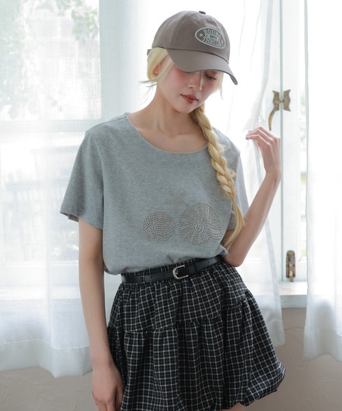 LiLIN(リリン)の「オーシャン モチーフ スタッズ 半袖 プルオーバー(Tシャツ/カットソー・レディース・ネイビー/ホワイト/ライトグレー・FREE)」の9枚目の写真