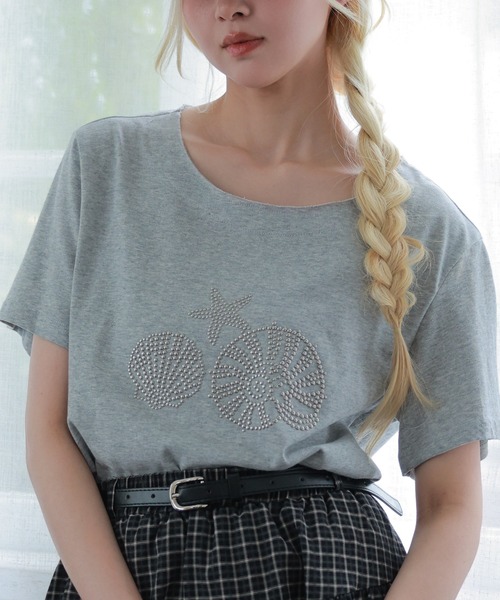LiLIN(リリン)の「オーシャン モチーフ スタッズ 半袖 プルオーバー(Tシャツ/カットソー・レディース・ネイビー/ホワイト/ライトグレー・FREE)」の11枚目の写真