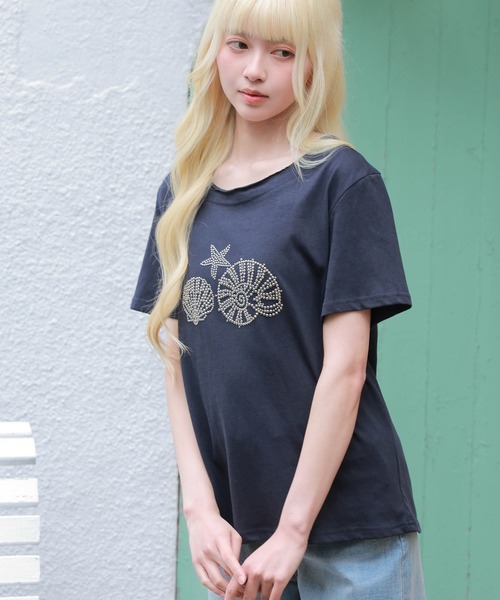 LiLIN(リリン)の「オーシャン モチーフ スタッズ 半袖 プルオーバー(Tシャツ/カットソー・レディース・ネイビー/ホワイト/ライトグレー・FREE)」の18枚目の写真