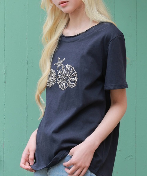 LiLIN(リリン)の「オーシャン モチーフ スタッズ 半袖 プルオーバー(Tシャツ/カットソー・レディース・ネイビー/ホワイト/ライトグレー・FREE)」の17枚目の写真