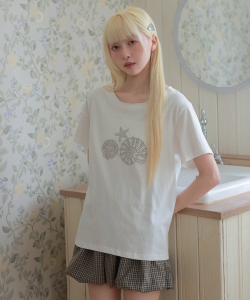 LiLIN(リリン)の「オーシャン モチーフ スタッズ 半袖 プルオーバー(Tシャツ/カットソー・レディース・ネイビー/ホワイト/ライトグレー・FREE)」の5枚目の写真