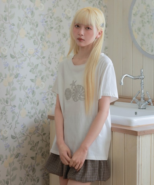 LiLIN(リリン)の「オーシャン モチーフ スタッズ 半袖 プルオーバー(Tシャツ/カットソー・レディース・ネイビー/ホワイト/ライトグレー・FREE)」の7枚目の写真