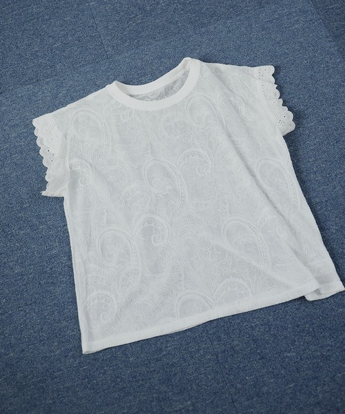 Ulysses(ユリシス)の「ニュアンスシアー フレンチレースブラウス(Tシャツ/カットソー・レディース・ホワイト/ブラック・F)」の21枚目の写真