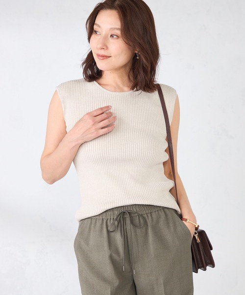 GALLORIA（ギャローリア）の「麻入りリブニット（ニット/セーター・レディース・ブラック/ベージュ/モカ・S/M/LL/L）」の3枚目の写真