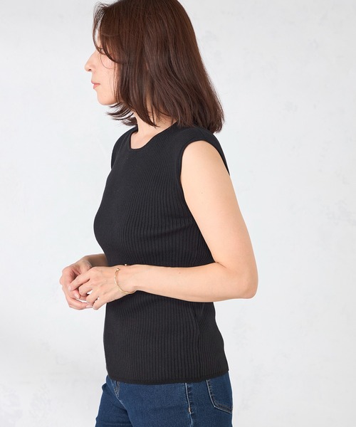 GALLORIA（ギャローリア）の「麻入りリブニット（ニット/セーター・レディース・ブラック/ベージュ/モカ・S/M/LL/L）」の6枚目の写真
