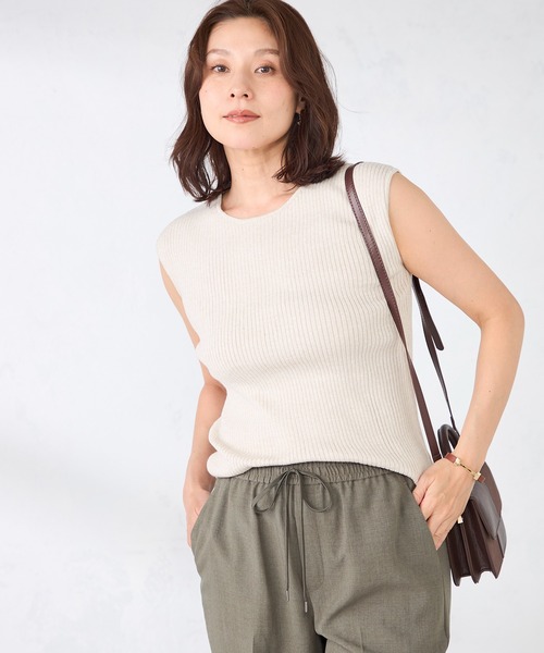 GALLORIA（ギャローリア）の「麻入りリブニット（ニット/セーター・レディース・ブラック/ベージュ/モカ・S/M/LL/L）」の12枚目の写真