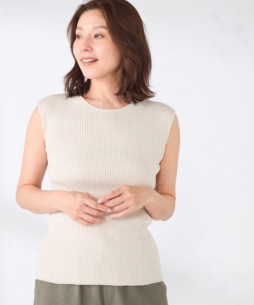 GALLORIA（ギャローリア）の「麻入りリブニット（ニット/セーター・レディース・ブラック/ベージュ/モカ・S/M/LL/L）」の13枚目の写真