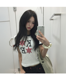 KEツースターパッチリンガー半袖Tシャツ