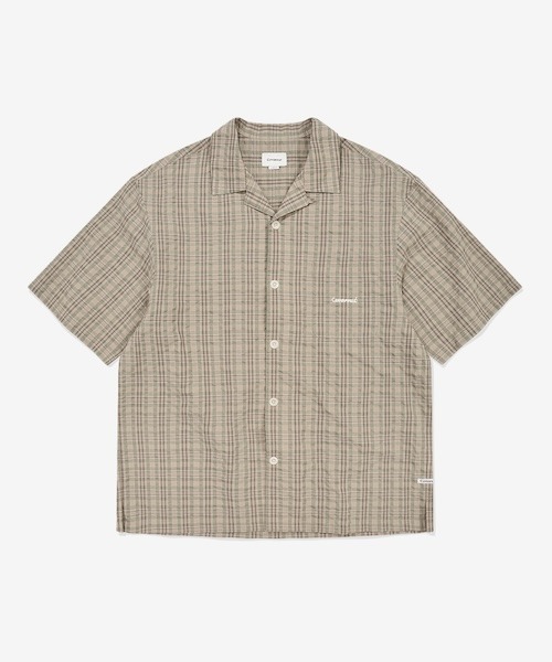 COVERNAT（カバーナット）の「[SOOBIN着用] SEERSUCKER CHECKED OPEN-COLLAR HALF SHIRT（シャツ/ブラウス・メンズ・カーキ系・X-LARGE/LARGE/MEDIUM/SMALL）」の9枚目の写真