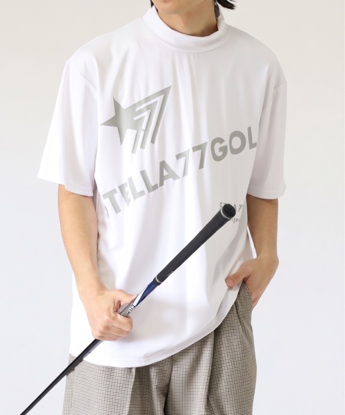 stella77golf(ステラセブンティーンセブンゴルフ)の「AC-TEX素材ゴルフモックネックTシャツ(Tシャツ/カットソー・メンズ・ブラック/ホワイト/ホワイト系/ブラック系・XL/XXL/M/L)」の1枚目の写真