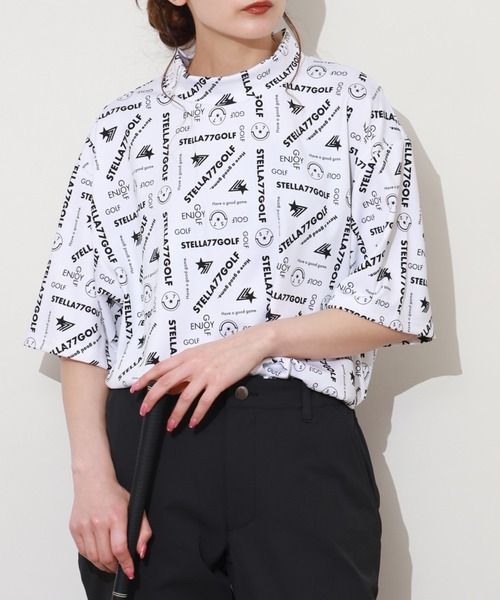 stella77golf(ステラセブンティーンセブンゴルフ)の「AC-TEX素材ゴルフモックネックTシャツ(Tシャツ/カットソー・メンズ・ブラック/ホワイト/ホワイト系/ブラック系・XL/XXL/M/L)」の8枚目の写真