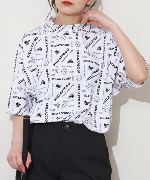 stella77golf(ステラセブンティーンセブンゴルフ)の「AC-TEX素材ゴルフモックネックTシャツ(Tシャツ/カットソー・メンズ・ブラック/ホワイト/ホワイト系/ブラック系・XL/XXL/M/L)」の9枚目の写真