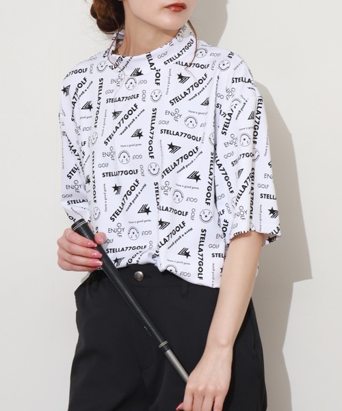 stella77golf(ステラセブンティーンセブンゴルフ)の「AC-TEX素材ゴルフモックネックTシャツ(Tシャツ/カットソー・メンズ・ブラック/ホワイト/ホワイト系/ブラック系・XL/XXL/M/L)」の10枚目の写真