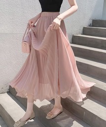 プリーツスカート 裏地付きロングスカート