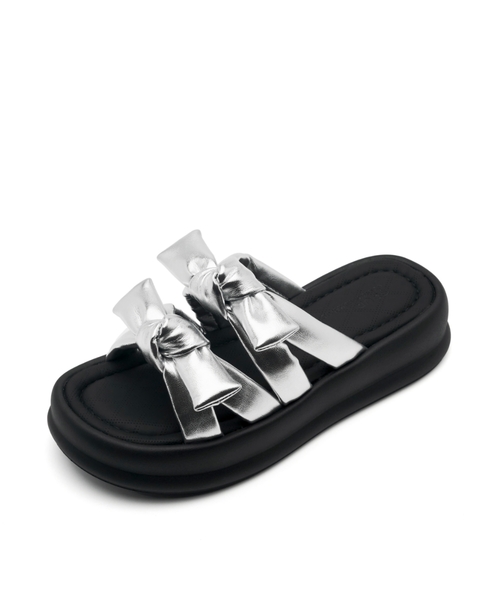 SPUR(シュプール)の「Vlogg Twins Bow プラットフォームサンダル 4.5cm -VS7074 (3カラー)(サンダル・レディース・ブラック/アイボリー/シルバー・23.5cm/23cm/24.5cm/24cm/25cm)」の3枚目の写真