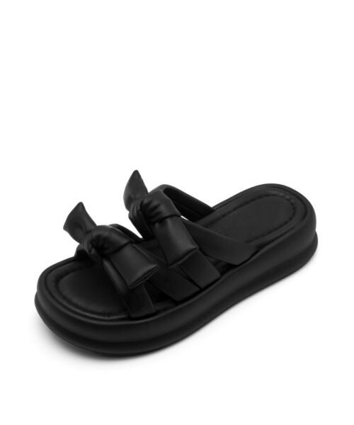 SPUR(シュプール)の「Vlogg Twins Bow プラットフォームサンダル 4.5cm -VS7074 (3カラー)(サンダル・レディース・ブラック/アイボリー/シルバー・23.5cm/23cm/24.5cm/24cm/25cm)」の2枚目の写真