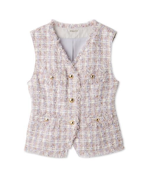 SNIDEL(スナイデル)の「【HIGH QUALITY】ファンシーツイードジレ(ベスト・レディース・ベージュ/アイボリー/マルチ・0/1)」の3枚目の写真