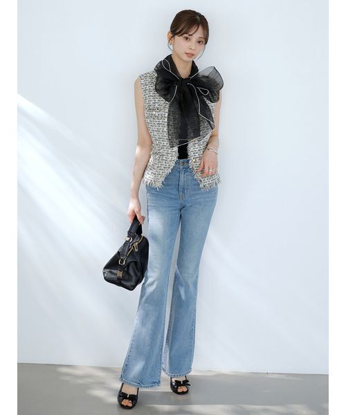 SNIDEL(スナイデル)の「【HIGH QUALITY】ファンシーツイードジレ(ベスト・レディース・ベージュ/アイボリー/マルチ・0/1)」の8枚目の写真