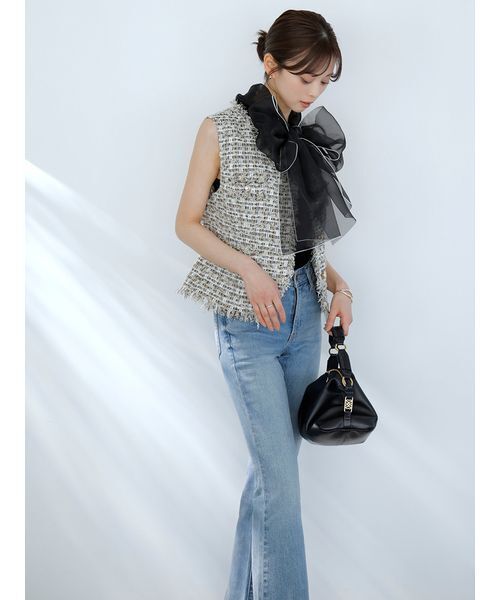 SNIDEL(スナイデル)の「【HIGH QUALITY】ファンシーツイードジレ(ベスト・レディース・ベージュ/アイボリー/マルチ・0/1)」の9枚目の写真