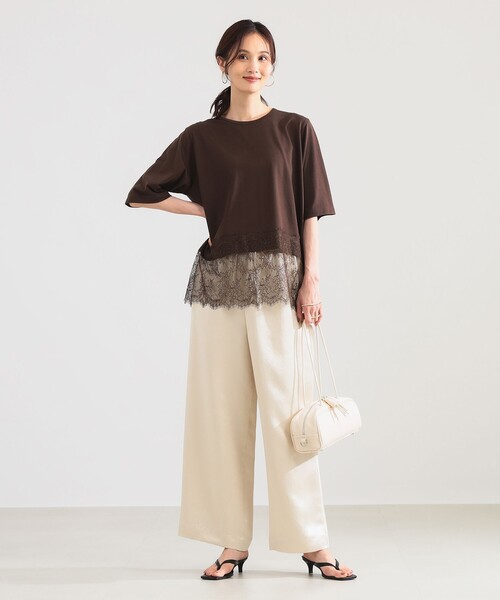 Demi-Luxe BEAMS（デミルクス ビームス）の「【8/6値下げ】レース 切り替え Tシャツ（Tシャツ/カットソー・レディース・ブラック/ブラウン/ホワイト・ONE SIZE）」の20枚目の写真