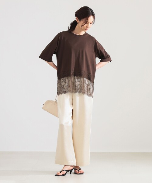 Demi-Luxe BEAMS（デミルクス ビームス）の「【8/6値下げ】レース 切り替え Tシャツ（Tシャツ/カットソー・レディース・ブラック/ブラウン/ホワイト・ONE SIZE）」の18枚目の写真