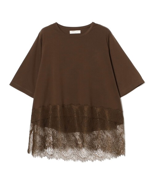 Demi-Luxe BEAMS（デミルクス ビームス）の「【8/6値下げ】レース 切り替え Tシャツ（Tシャツ/カットソー・レディース・ブラック/ブラウン/ホワイト・ONE SIZE）」の10枚目の写真