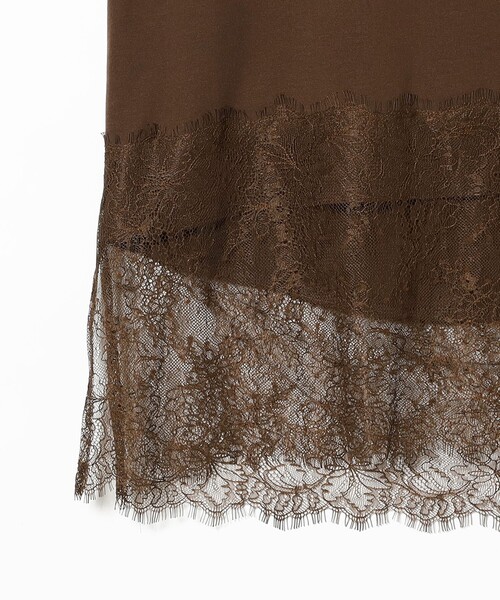 Demi-Luxe BEAMS（デミルクス ビームス）の「【8/6値下げ】レース 切り替え Tシャツ（Tシャツ/カットソー・レディース・ブラック/ブラウン/ホワイト・ONE SIZE）」の8枚目の写真