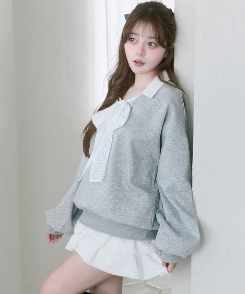 Belle Charme（ベルシャルム）の「【Belle Charme】Layered Frill Mini Skirt（スカート・レディース・ブラック/オフホワイト・FREE）」の7枚目の写真