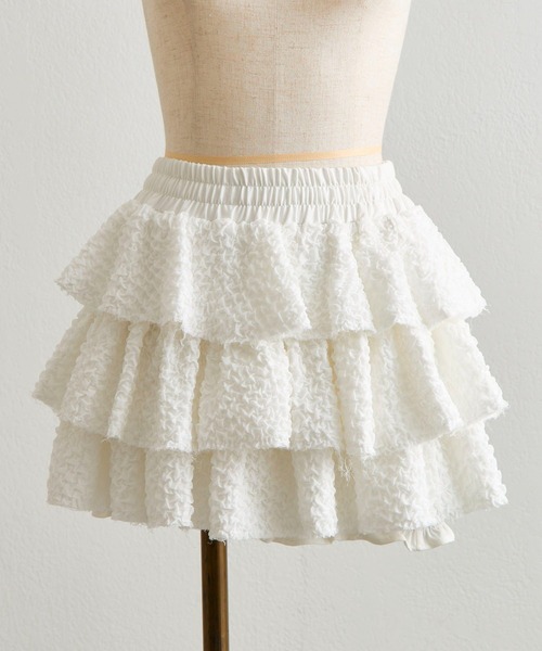 Belle Charme（ベルシャルム）の「【Belle Charme】Layered Frill Mini Skirt（スカート・レディース・ブラック/オフホワイト・FREE）」の11枚目の写真
