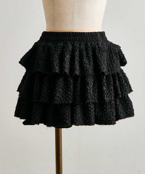 Belle Charme（ベルシャルム）の「【Belle Charme】Layered Frill Mini Skirt（スカート・レディース・ブラック/オフホワイト・FREE）」の15枚目の写真