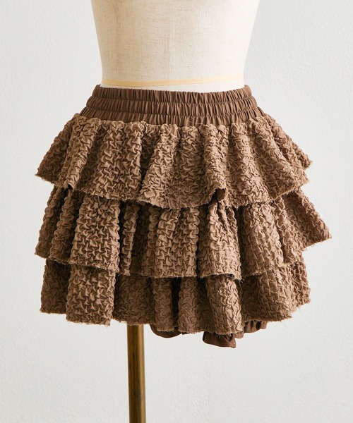 Belle Charme（ベルシャルム）の「【Belle Charme】Layered Frill Mini Skirt（スカート・レディース・ブラック/オフホワイト・FREE）」の16枚目の写真