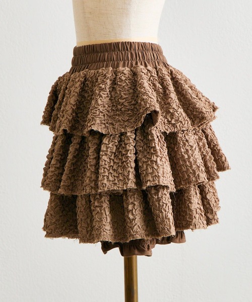 Belle Charme（ベルシャルム）の「【Belle Charme】Layered Frill Mini Skirt（スカート・レディース・ブラック/オフホワイト・FREE）」の17枚目の写真