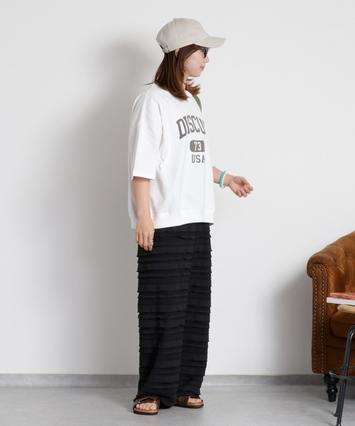 DISCUS ATHLETIC(ディスカス アスレチック)の「【DISCUS ATHLETIC】DISCUSカレッジロゴ / ルーズシルエット ショートスリーブTee(Tシャツ/カットソー・レディース・ブルー/オフホワイト/レッド・M)」の7枚目の写真