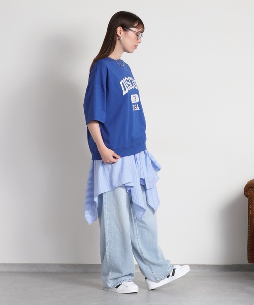 DISCUS ATHLETIC(ディスカス アスレチック)の「【DISCUS ATHLETIC】DISCUSカレッジロゴ / ルーズシルエット ショートスリーブTee(Tシャツ/カットソー・レディース・ブルー/オフホワイト/レッド・M)」の21枚目の写真