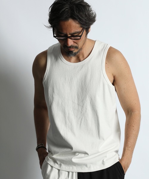 The DUFFER of ST.GEORGE(ザダファーオブセントジョージ)の「8oz HEAVY WEIGHT TANK TOP:セットアップ対応 8オンス ヘビーウェイト タンクトップ(Tシャツ/カットソー・メンズ・オフホワイト/スミクロ/ベージュ/ネイビー・XX-LARGE/MEDIUM/LARGE/X-LARGE)」の5枚目の写真