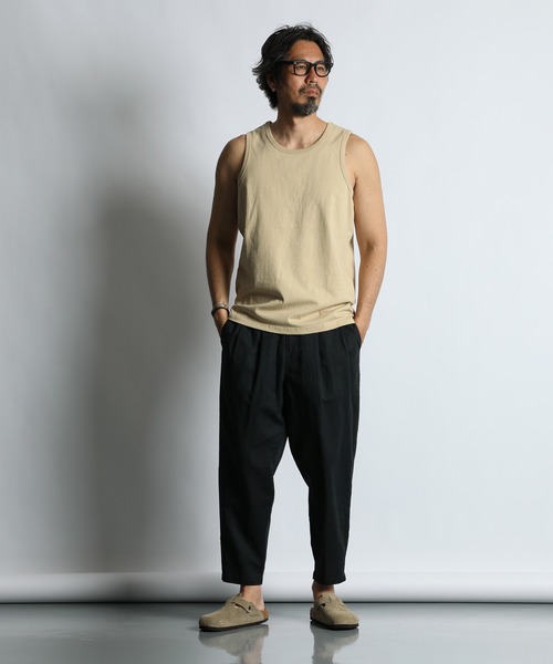 The DUFFER of ST.GEORGE(ザダファーオブセントジョージ)の「8oz HEAVY WEIGHT TANK TOP:セットアップ対応 8オンス ヘビーウェイト タンクトップ(Tシャツ/カットソー・メンズ・オフホワイト/スミクロ/ベージュ/ネイビー・XX-LARGE/MEDIUM/LARGE/X-LARGE)」の10枚目の写真