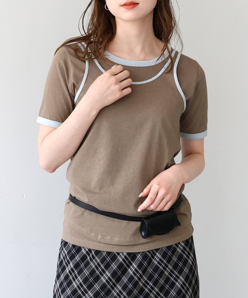 tiptop(ティップトップ)の「【ZOZO限定アイテム】バイカラータンクレイヤードTシャツ(Tシャツ/カットソー・レディース・ブラック/ブラウン/アイボリー・FREE)」の1枚目の写真